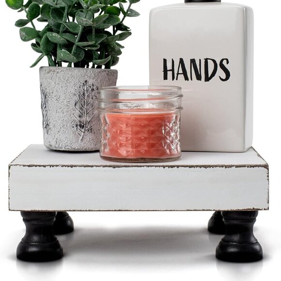 Farmhouse wood riser decorative pedestal stand unique - Picture 4 of 4